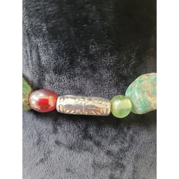 Womens Gold Statement Necklace With Multicolor Beaded Clusters And Lobster Clasp - Picture 3 of 6